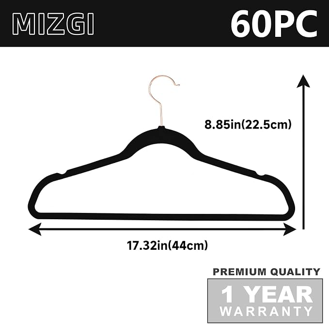 MIZGI Premium Velvet Hangers Heavy Duty- Non Slip Felt Hangers - Image 6