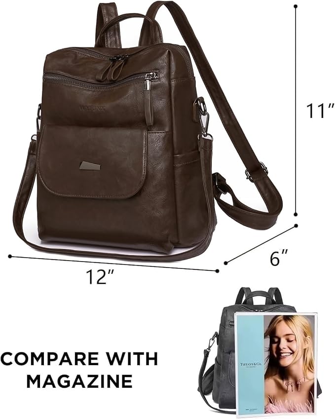 PU Leather Backpack Purse for Women Fashion Multipurpose Design Handbag Ladies - Image 2
