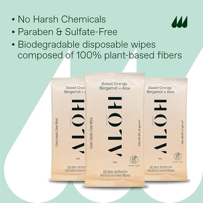 ALŌH Sweet Orange Bergamot + Aloe Sanitizing Hand Wipes - Image 6