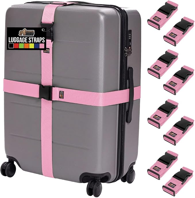 GORILLA GRIP Heavy Duty 8 Pack Adjustable Luggage Straps by GorillaGrip