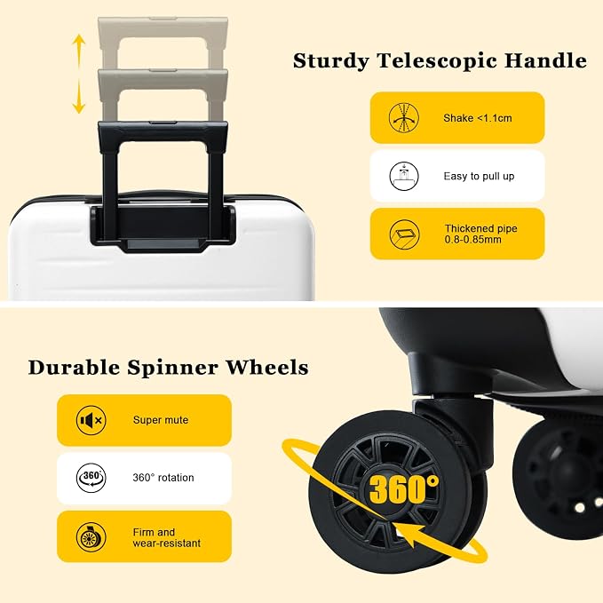 16 Inch Carry On Luggage Airline Approved, Expandable Lightweight ABS+PC Hard - Image 5