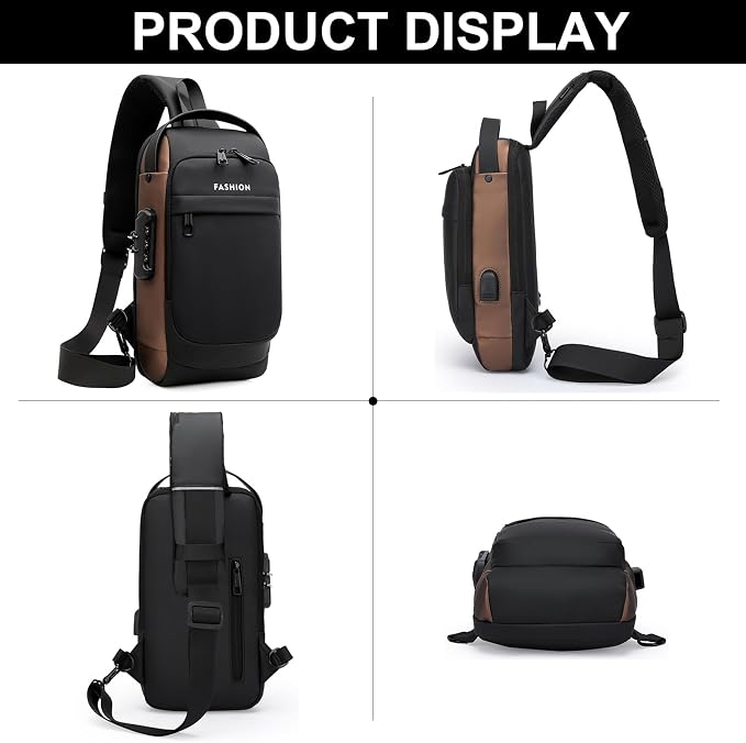 Sling Bag for Men Anti-theft USB Crossbody Shoulder Backpack Purse Waterproof - Image 5