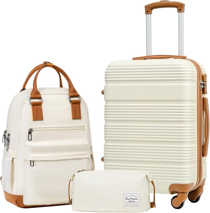 LONG VACATION 3 Piece Carry On Luggage 20 Inch Suitcase by LONG+VACATION
