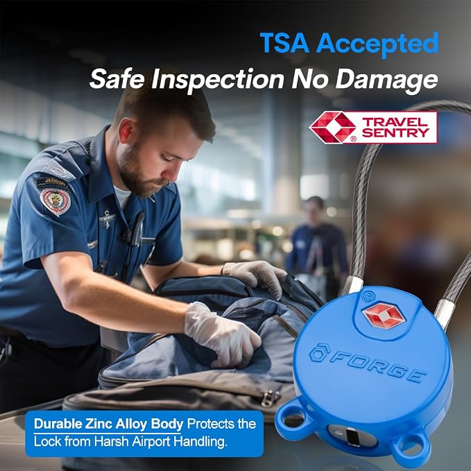 Forge TSA Approved Luggage Locks Ultra-Secure Dimple Key Cable Locks - Image 3