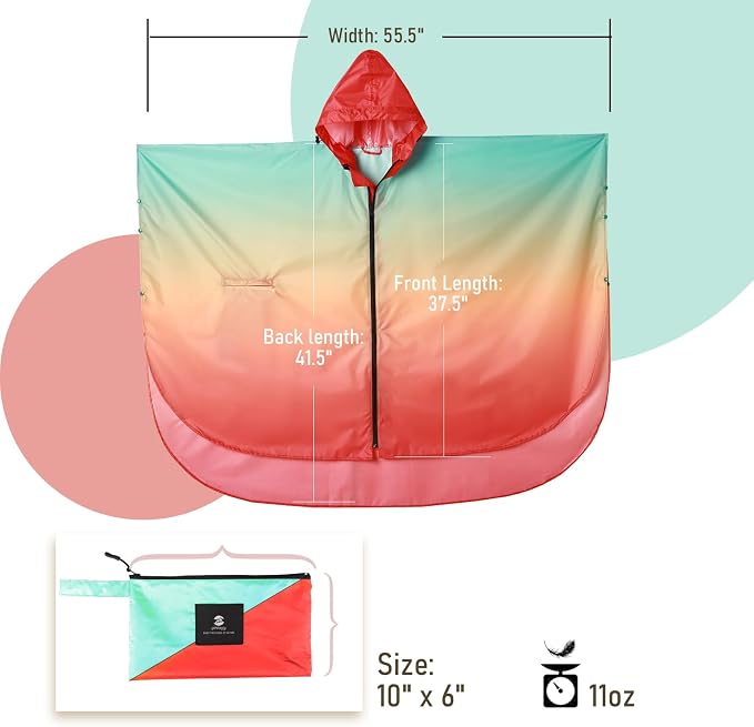 SaphiRose Rain Poncho Jacket Coat Hooded - Image 7