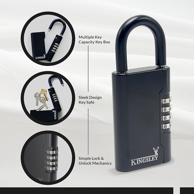 Kingsley Guard-a-Key Black Realtor's Lockbox Portable Resettable Hanging Key - Image 4