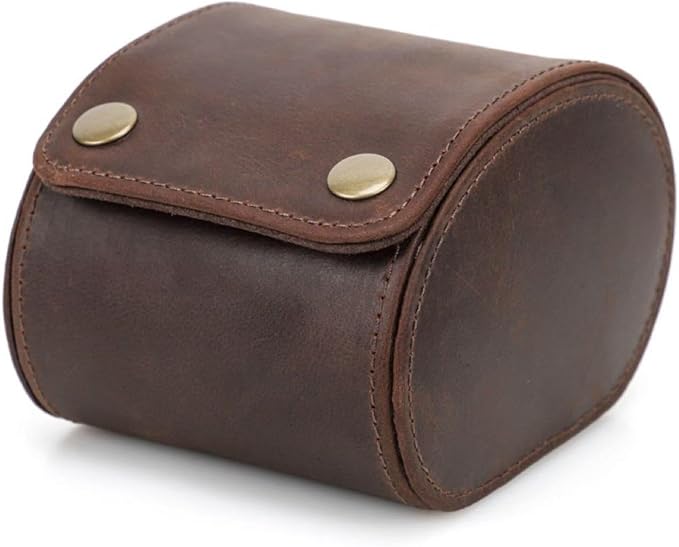Leather Single Watch Case, Genuine Leather Vintage Watch Roll Travel Case - Image 2