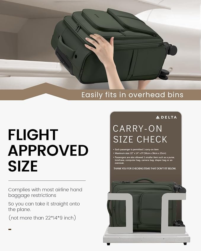 LOVEVOOK Carry On Luggage 22x14x9 Airline Approved, 22 Inch Softside Suitcases - Image 3