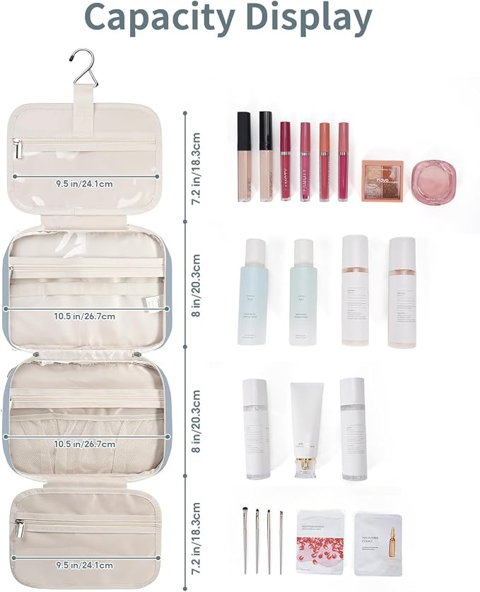 Narwey Hanging Toiletry Bag for Women Travel Makeup Bag Organizer Toiletries - Image 3