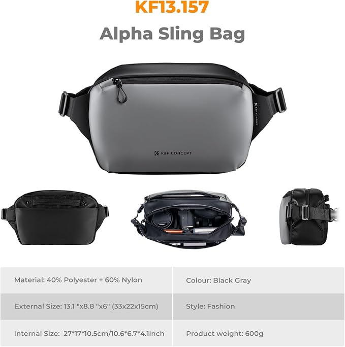 K&F Concept 2 in 1 Sling Bag Everyday Shoulder Bag & Multifunction Photography - Image 6