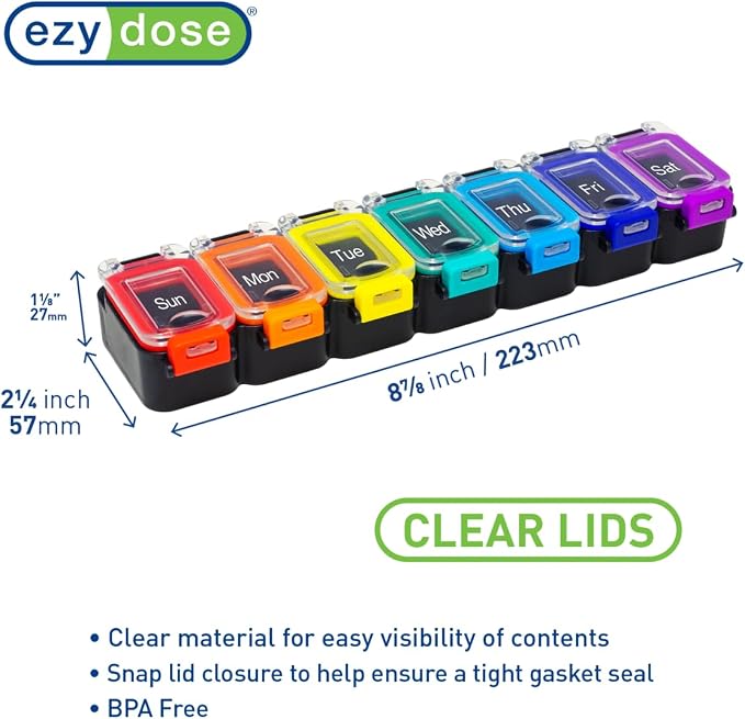 EZY DOSE Weekly Daily Pill Planner, Medicine Case, Vitamin Organizer Container - Image 2