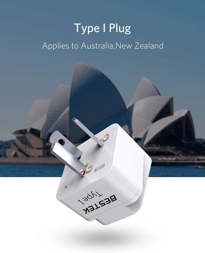 BESTEK Australia New Zealand Travel Plug Adapter, Grounded Universal Type I - Image 7