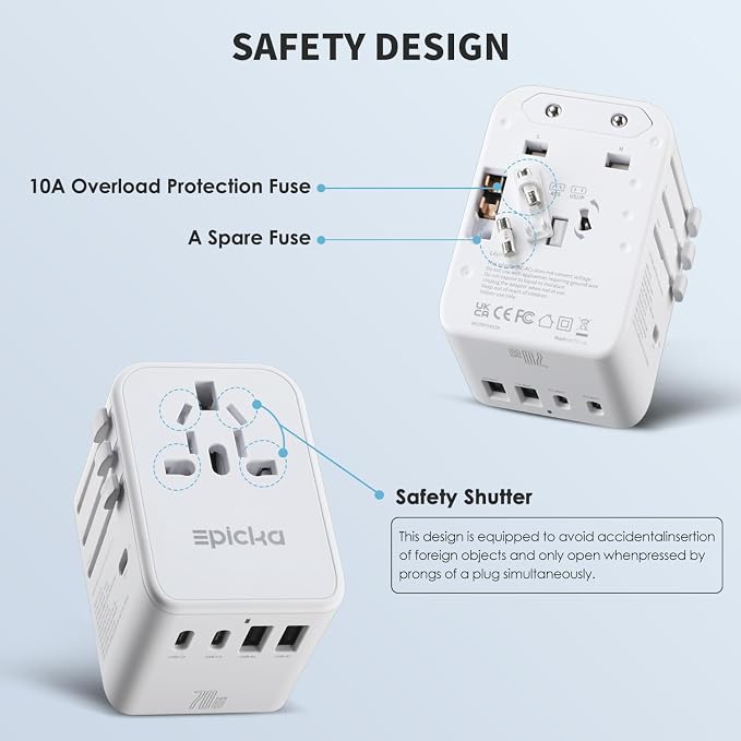 EPICKA Universal Travel Adapter, GaN International Plug Adapter - Image 6