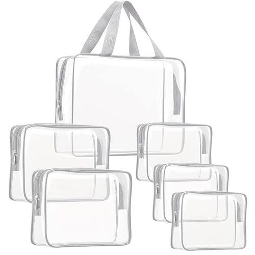 6Pcs Crystal Clear PVC Travel Toiletry Bag Kit by ROYBENS