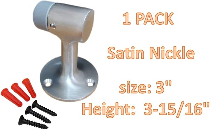 QCAA Solid Brass Door Stop, Satin NKL, 1 Pack, Made in Taiwan - Image 2