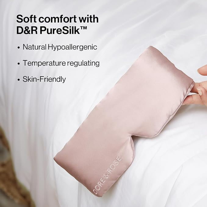 Dore & Rose Deep Sleep Mask Light Blocking, 23 Momme Mulberry Silk Eye Mask - Image 3