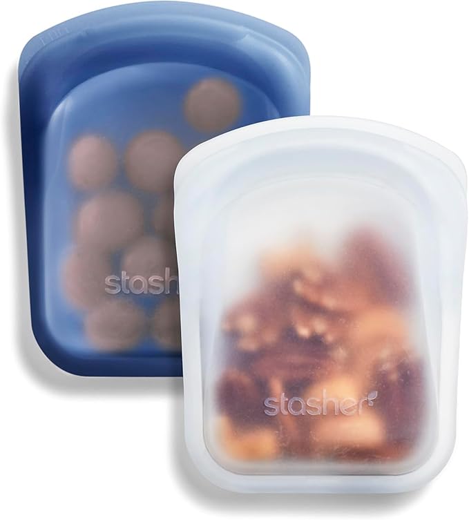 Stasher Premium Silicone Reusable Food Storage Pocket 2-Pack, Lunch Bag by Stasher