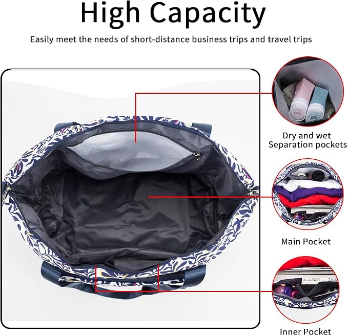 Large Capacity Foldable Travel Bag Expandable Portable Carry on Bag Dry&Wet - Image 4