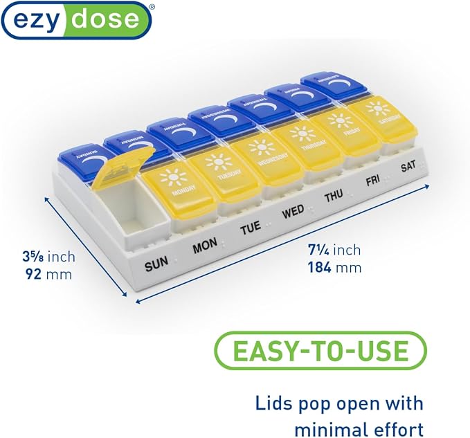 EZY DOSE Weekly AM/PM Pill Organizer, Daily Vitamin Container and Medicine Box - Image 2