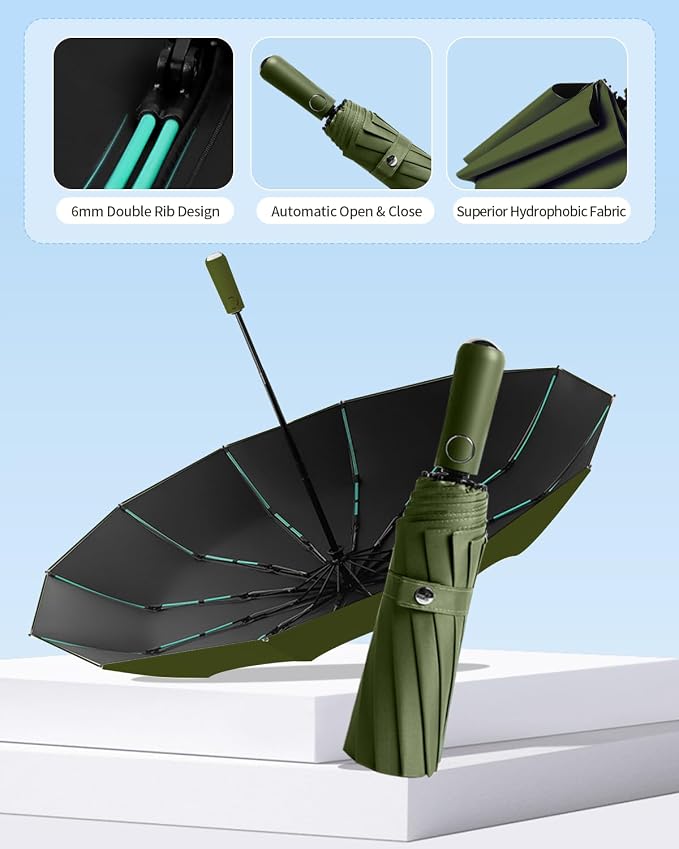 Large Double-Ribs Umbrella Automatic Folding Umbrella - Image 8