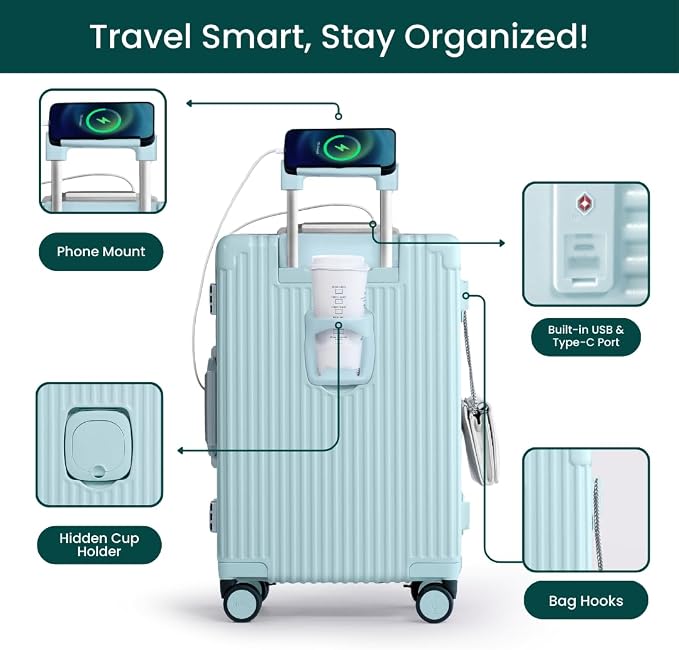 Nobl Travel Carry On Luggage, Noble Zipperless Aluminum Frame PC Hard Shell - Image 3