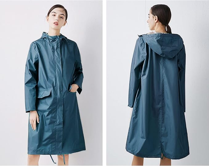 ANYOO Waterproof Rain Poncho Lightweight Reusable Hiking Hooded Coat Jacket - Image 3