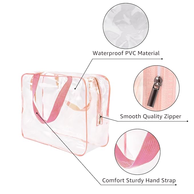 2Pcs Crystal Clear PVC Travel Toiletry Bag Kit - Image 4