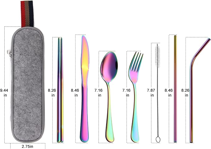 DEVICO Portable Utensils, Travel Camping Cutlery Set, 8-Piece including Knife - Image 2