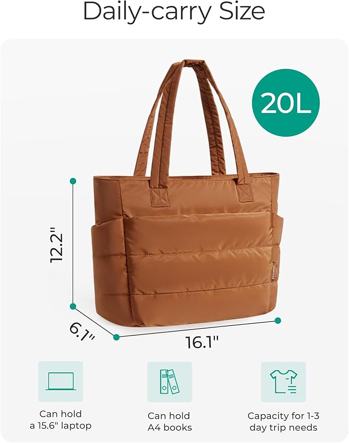BAGSMART Tote Bag for Women, Lightweight Puffy Tote Bag - Image 2