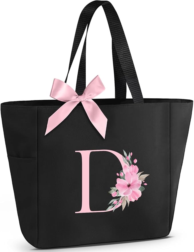 Vavabox Tote Bag, A-Z Initial Monogrammed Waterproof Tote Bag, Bridesmaid Gifts by Vavabox