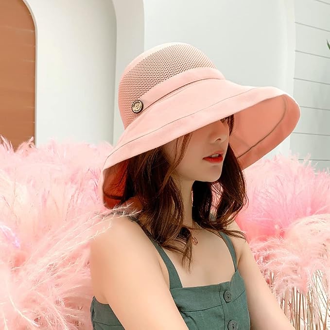 Women Wide Brim Sun Hats Metal Wired Edge Summer UV Protection Beach Fishing Hat - Image 3