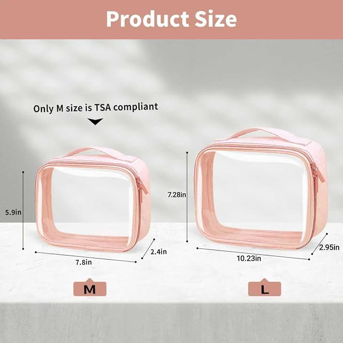 TSA Approved Travel Toiletry Bag, 2 Pack Clear Makeup Bags - Image 3