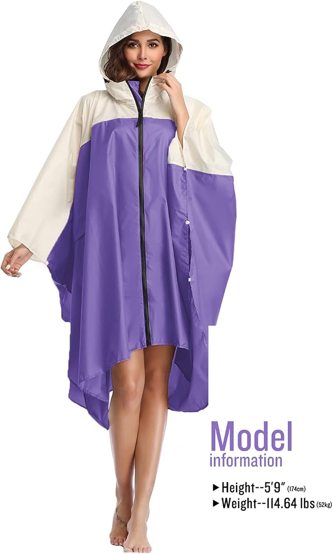 SaphiRose Unisex Rain Poncho Hooded Waterproof Raincoat - Image 2