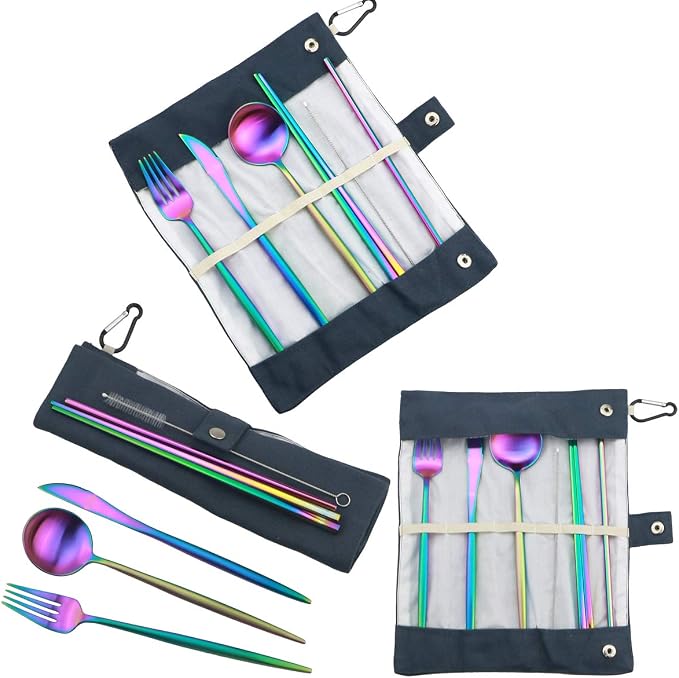 Gugrida Reusable Travel Utensils, 7 Piece Portable 304 Stainless Steel - Image 6