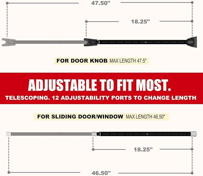 SECURITYMAN 2-in-1 Door Security Bar & Sliding Patio Door Security Bar via - Image 3