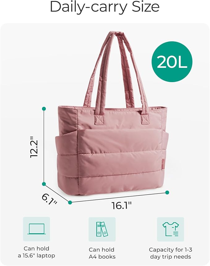 BAGSMART Tote Bag for Women, Lightweight Puffy Tote Bag - Image 2