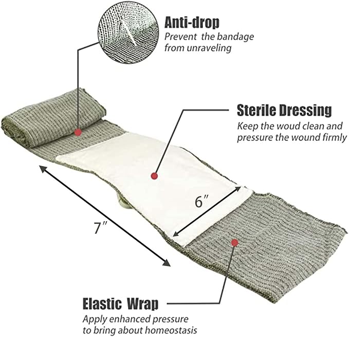 RHINO RESCUE 6" Israeli Style Emergency Bandage, Compression Trauma Wound - Image 2