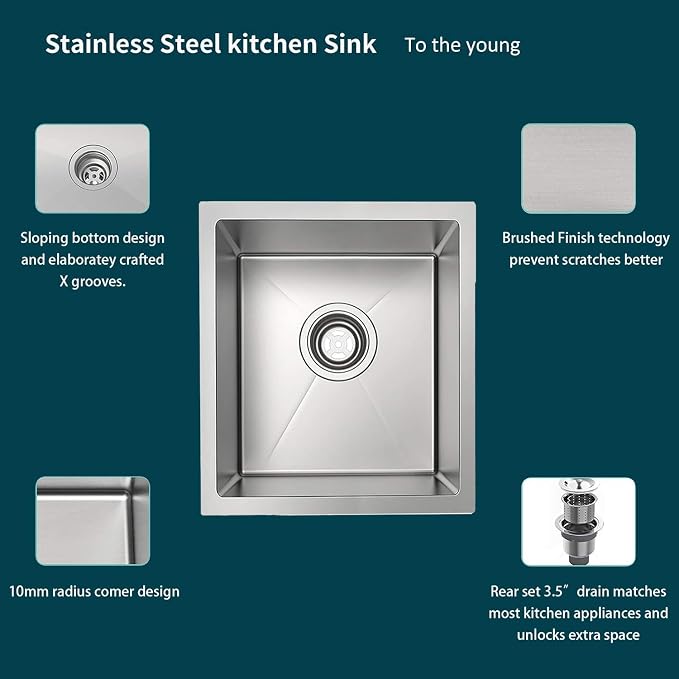 TORVA 30-Inch Undermount Kitchen Sink, Premium 304 Stainless Steel Bar Sink - Image 3