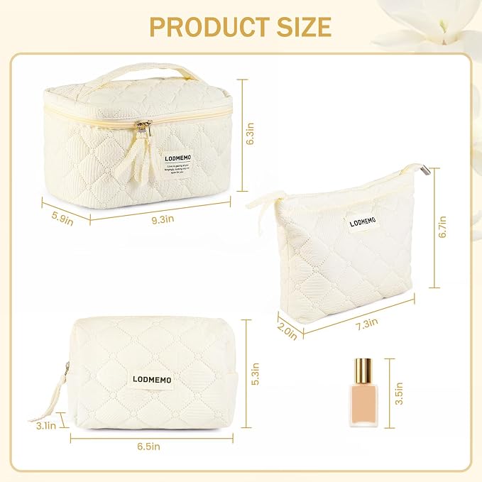 Makeup Bag 3 PCS Cosmetic Bags for Women, Large Travel Make up Bag Set Cute - Image 6