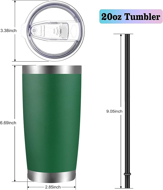 VEGOND 20oz Tumbler with Lid and Straw Stainless Steel Tumbler Cup Bulk Vacuum - Image 3