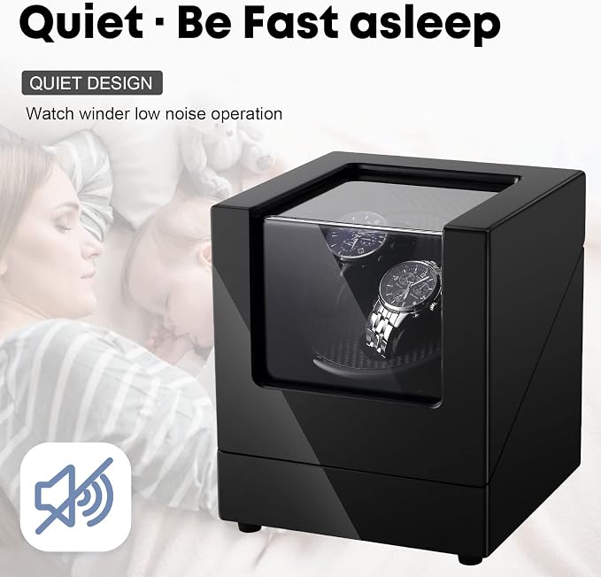 Uten Automatic Double Watch Winder Box, Luxury Wooden Storage Case - Image 4