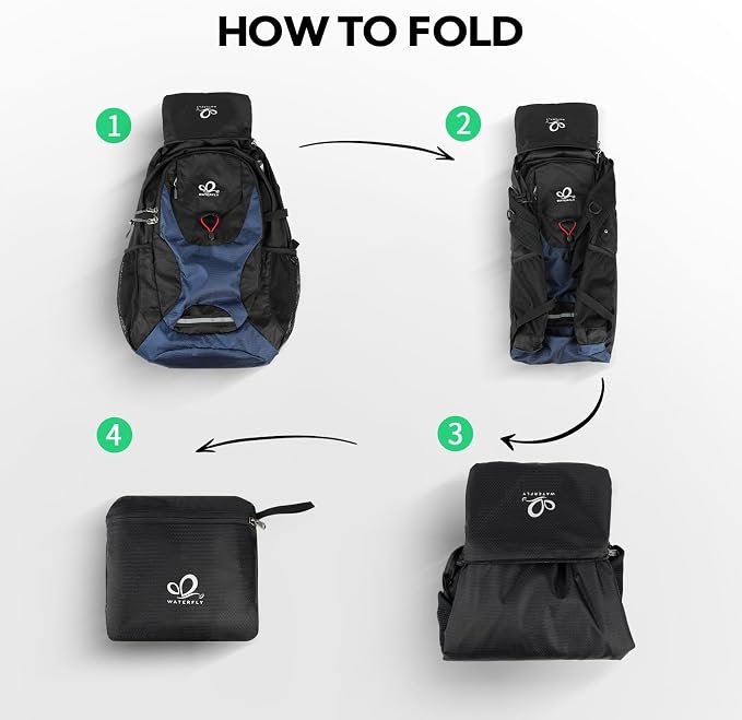 WATERFLY Lightweight Packable Hiking Backpack: 30L Foldable Travel Daypack - Image 6