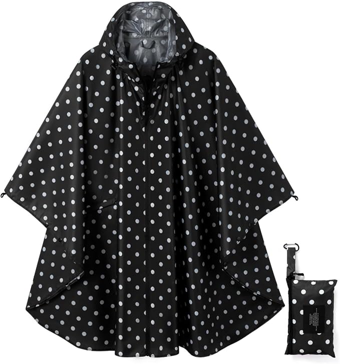 Rain Poncho Jacket Coat Hooded Zipper Style by salamra