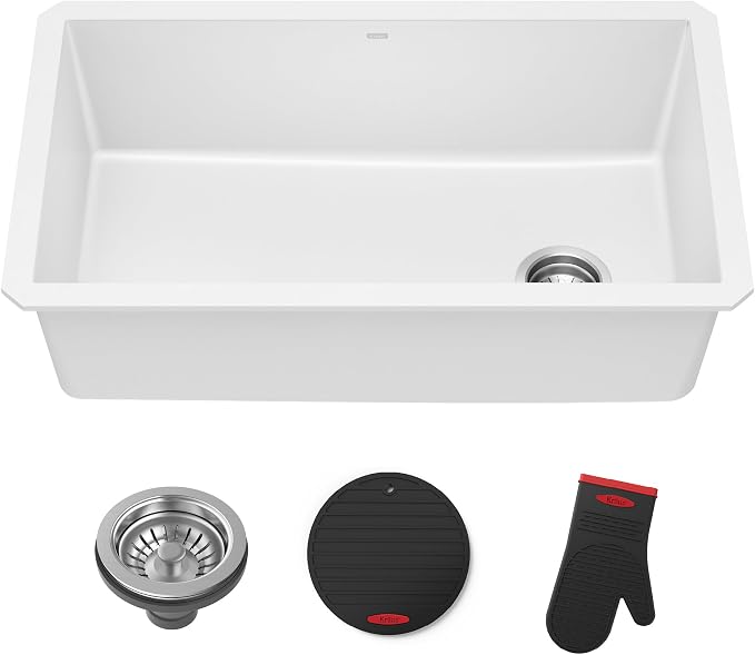 KRAUS Forteza 32-inch Granite Undermount Single Bowl White Kitchen Sink by KRAUS