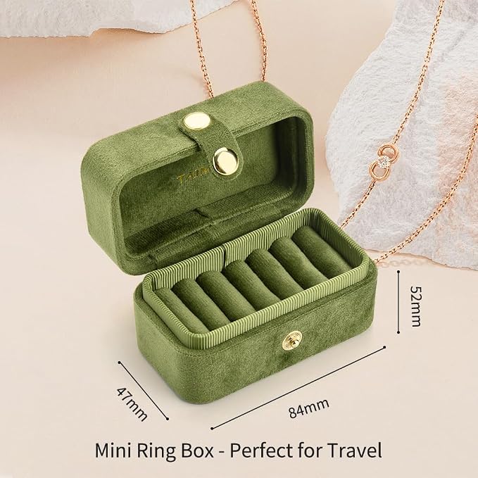 Travel Jewelry Case, Portable Pocket Size Small Plush Velvet Ring Box - Image 3