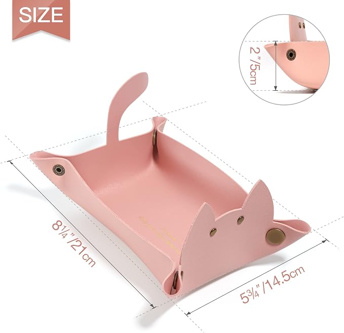 Cute Cat Shaped Leather Valet Tray, Cat Dice Tray, Premium Catchall Jewelry Tray - Image 7