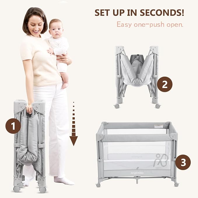 ANGELBLISS Baby Bassinet Bedside Crib, Pack and Play - Image 4