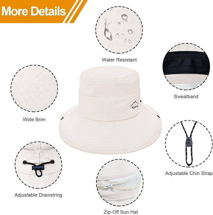 Sun Hats for Women Bucket Hat UV Protection Fishing Hat Wide Brim Safari Hats 2 - Image 6