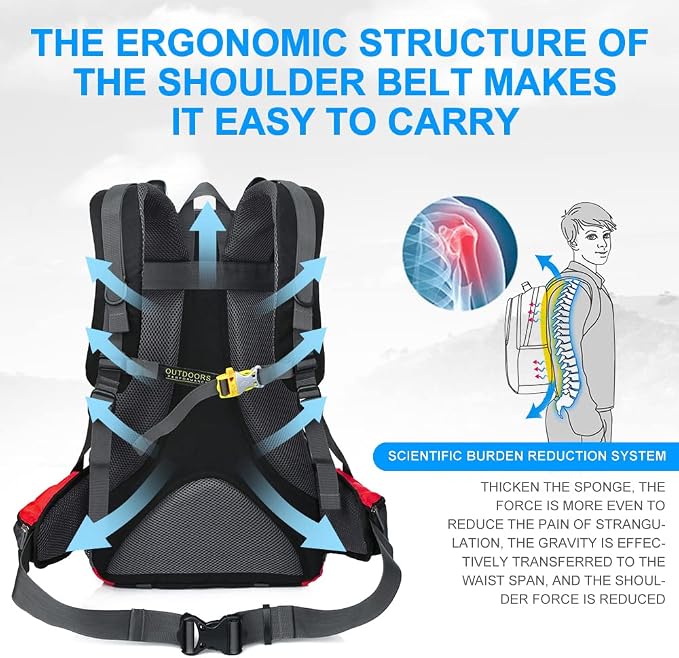 INOXTO lightweight Hiking Backpack 35L/40L Hiking Daypack - Image 2
