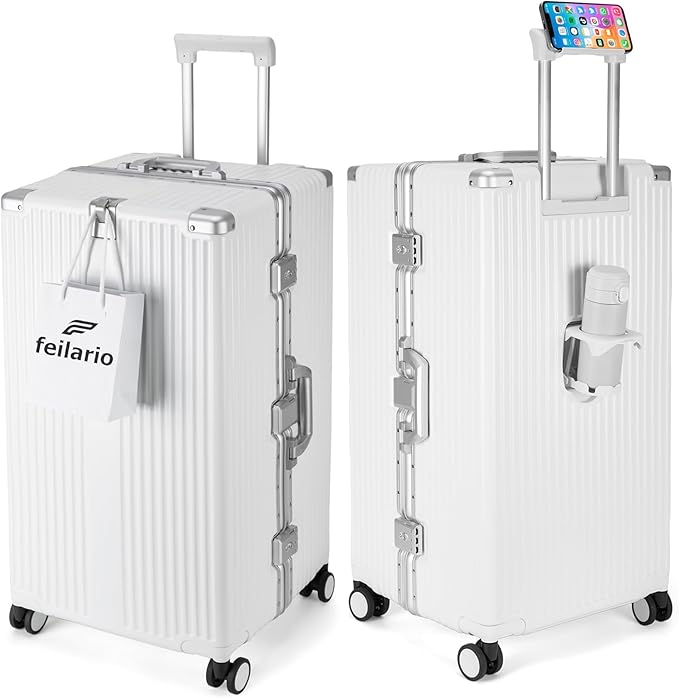 feilario 26in Super Large Captain Aluminum Frame Hardside Spinner Wheels Luggage by feilario